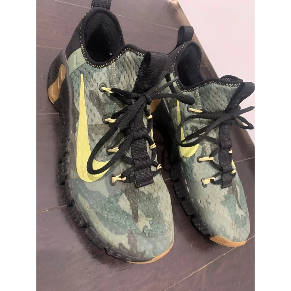 Nike Free Metcon 4 Mens Training Shoes Green Camo Volt CJ0861-032 Size 11.5